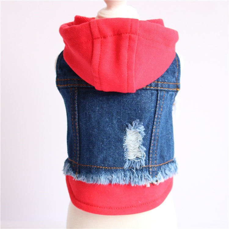 Dog ripped denim vest