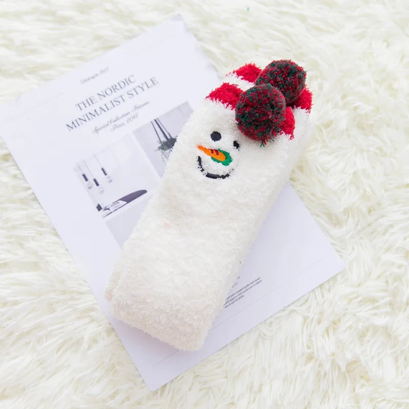 Party funny stretch socks Ladies winter coral fleece cute cartoon floor socks women cat claw van gogh socks meias glitter