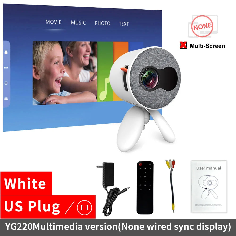 LEJIADA YG220 Mini Projector 3.5mm Audio Phone with screen Update Version Portable Pocket Cute Projector Video Player Kids Gift