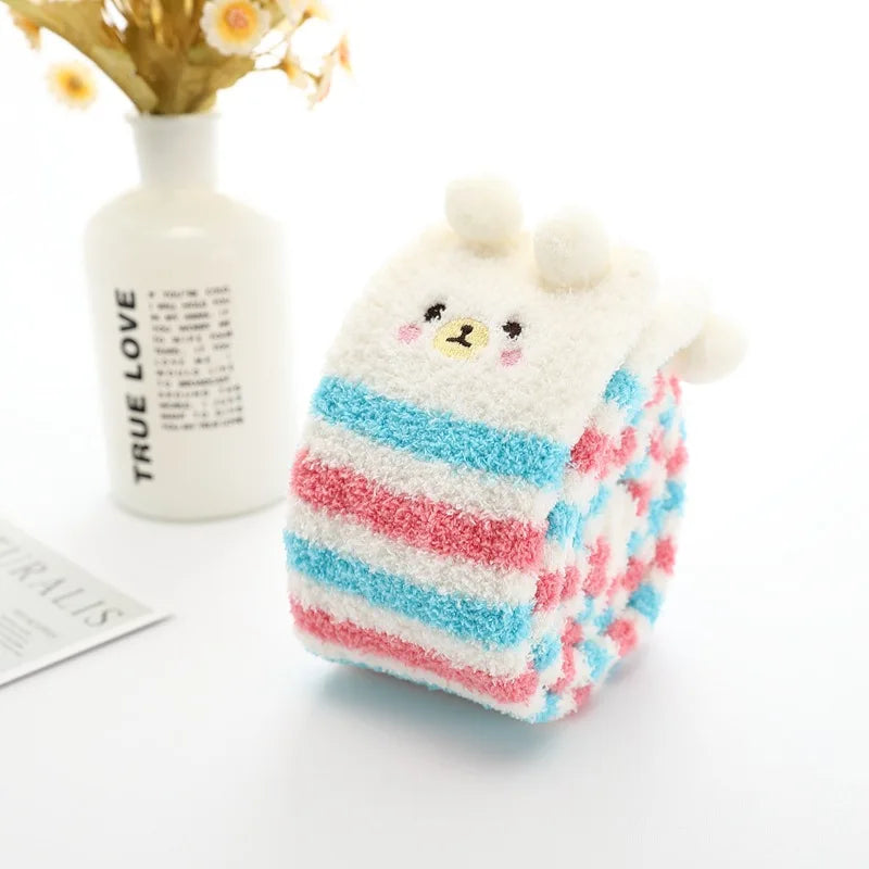 Party funny stretch socks Ladies winter coral fleece cute cartoon floor socks women cat claw van gogh socks meias glitter