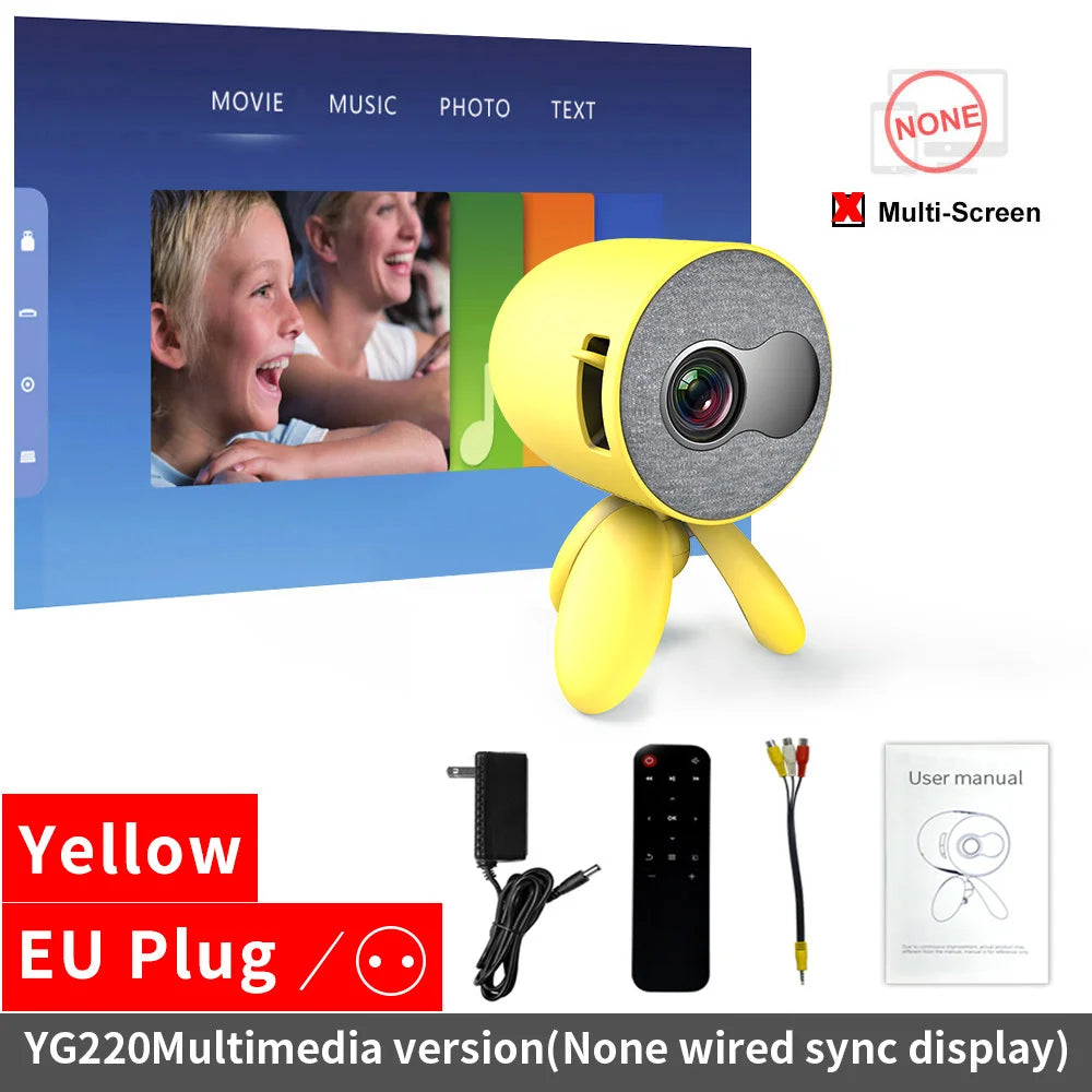 LEJIADA YG220 Mini Projector 3.5mm Audio Phone with screen Update Version Portable Pocket Cute Projector Video Player Kids Gift