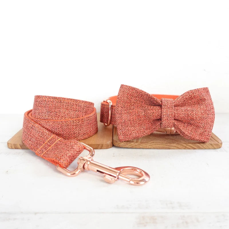 MUTTCO handmade puppy collar THE ORANGE SUIT gentleman pet products personalized ID leash